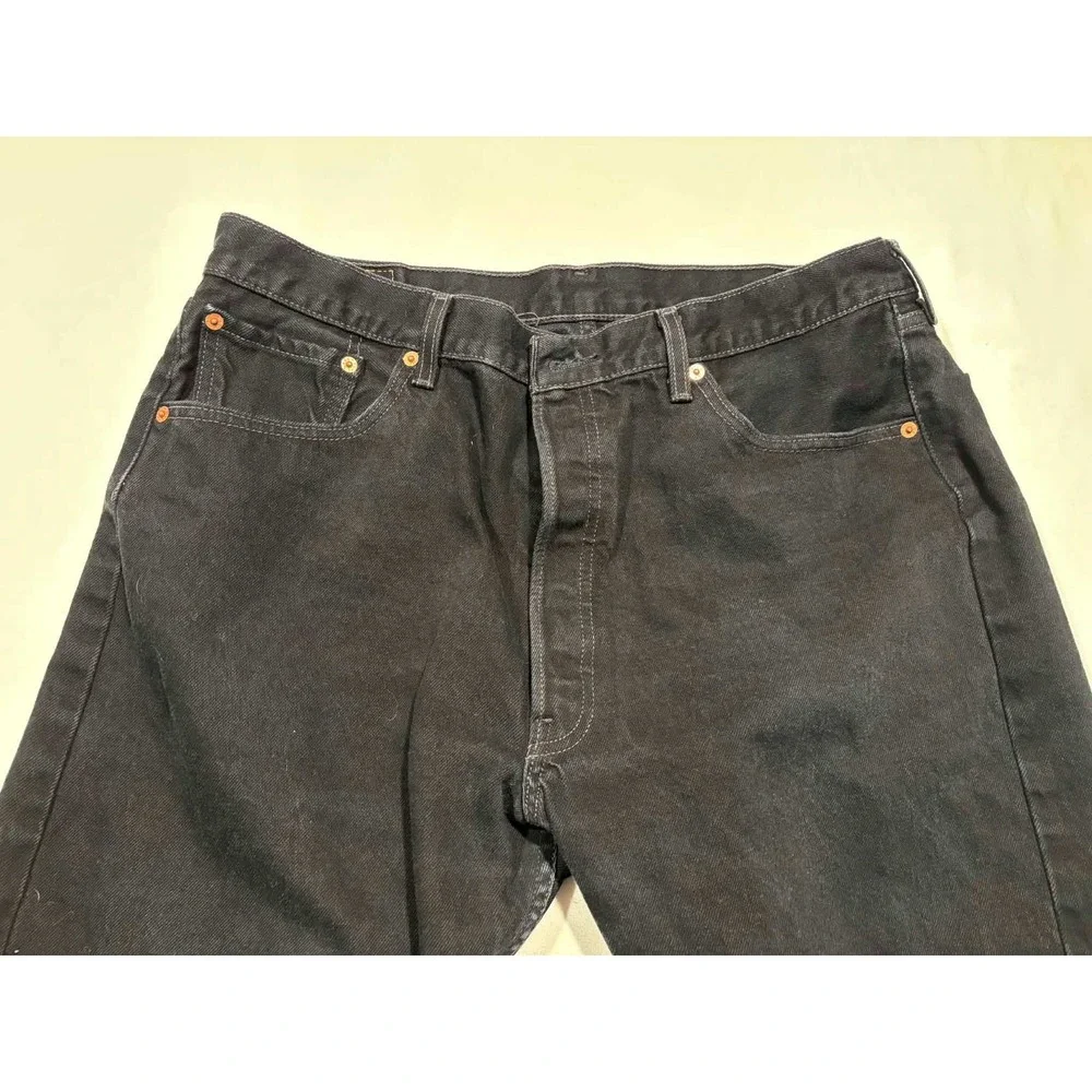 Vintage Levis 501 Mens Black Straight Leg Button Fly‎ Denim Jeans W38 L30